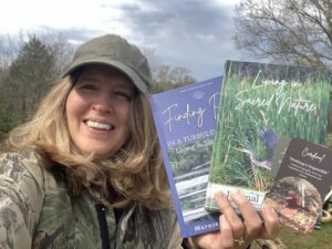 Marnie with Finding Peace in a Turbulent World: Living in Sacred  Nature book and journal